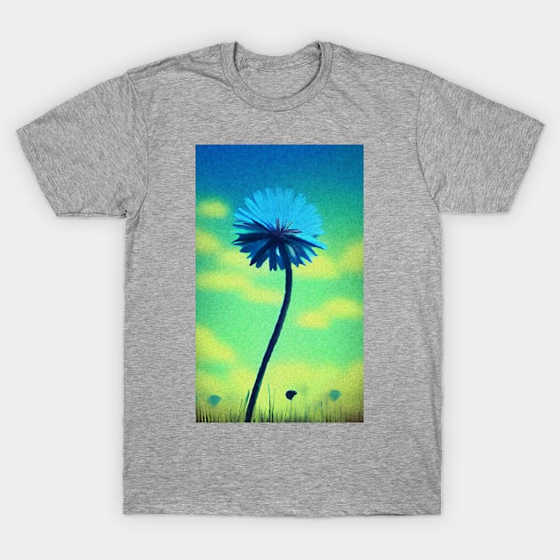 Blue Dandelion against a summer sky - Abstract style painting T-Shirt by Off the Page